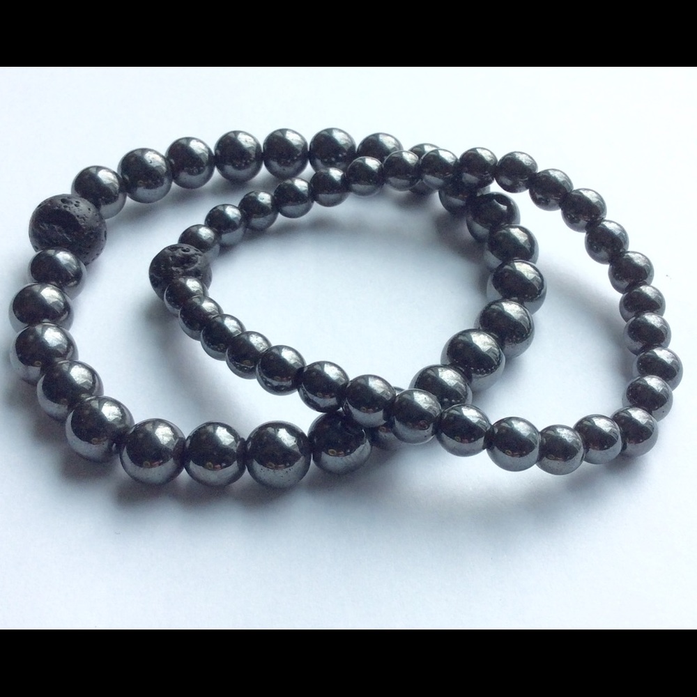 Couples Hematite Diffusing Bracelet With Lava - image 1